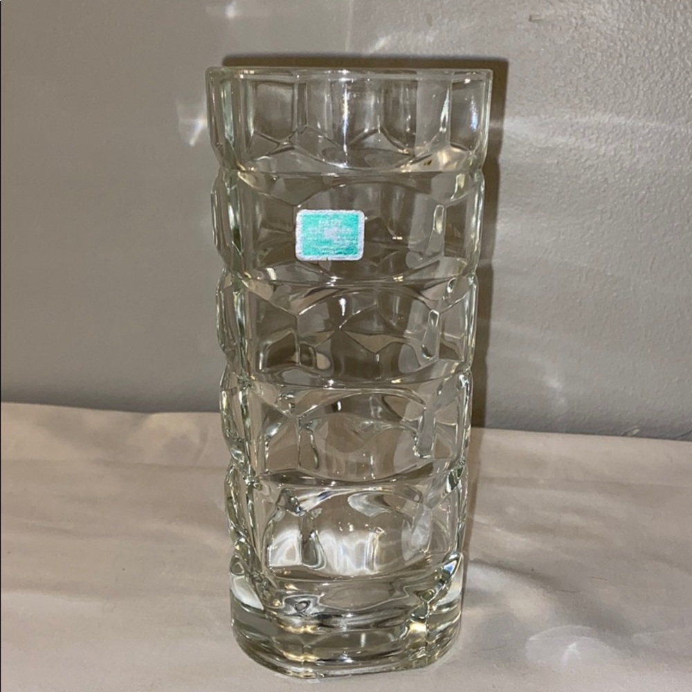 Unique Crystal Bud Vase - Geometric & Oval Pattern